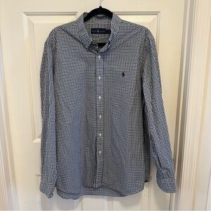 Polo Ralph Lauren Men Shirt Checked Heritage College White Green Blue XL